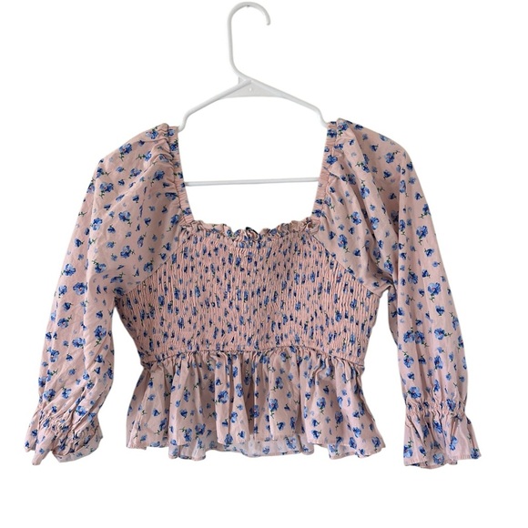 English Factory Floral Print Smocked Ruffle Top - Picture 4 of 7